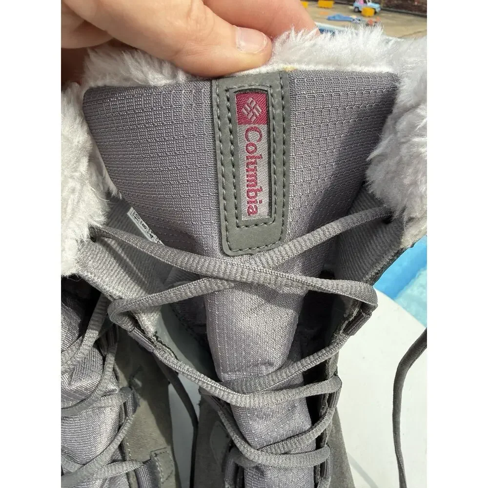 Women's 10 M Columbia Minx Mid II Snow Waterproof Boots Insulated Gray Faux Fur